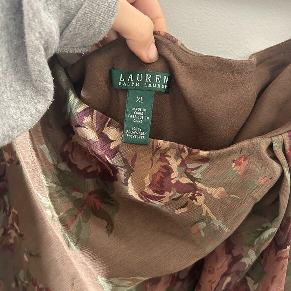 Vintage Ralph-Lauren Brown Floral Midi Skirt - Picture 3 of 3